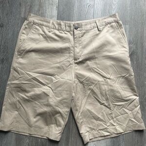 Adidas Men's Beige Flat-Front Shorts